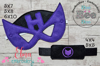 Super Archer Power! Hawkeye ITH Set – Mask and Bracelet – Machine Embroidery Design