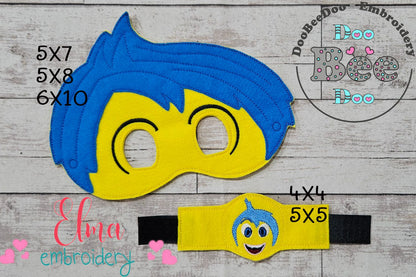 Inside Out Joy Mask and Bracelet ITH Project - Applique - Machine Embroidery Design
