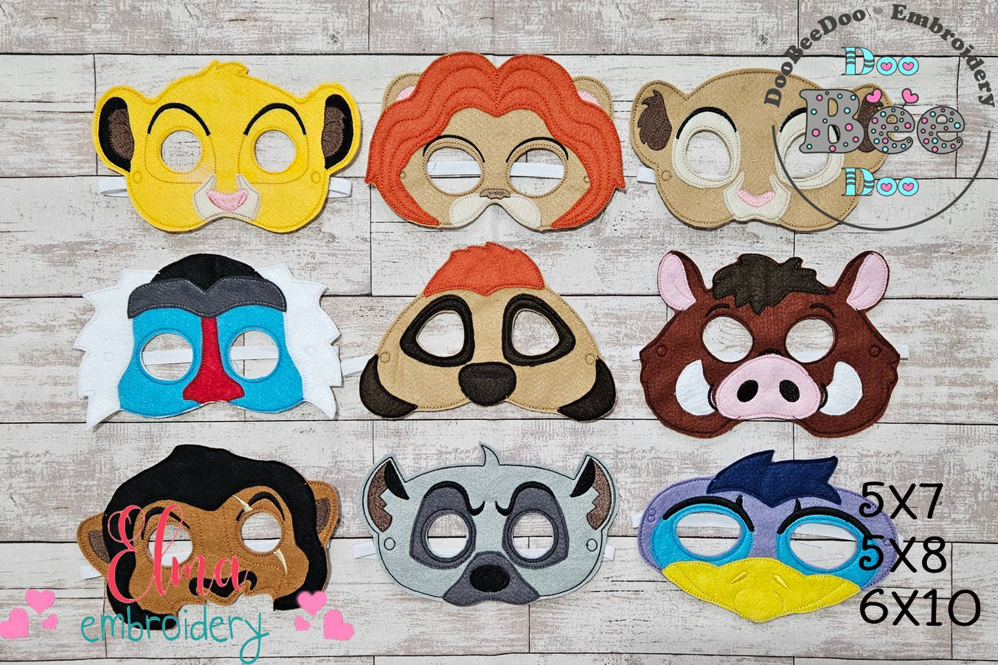 🦁 The Lion King Masks Set - 9 Characters - ITH Project - Machine Embroidery Design