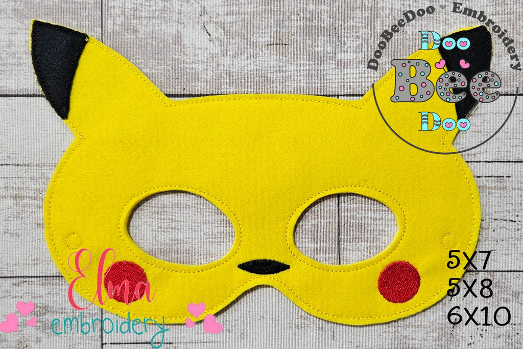 Pikachu Mask and Bracelet ITH Project - Applique - Machine Embroidery Design