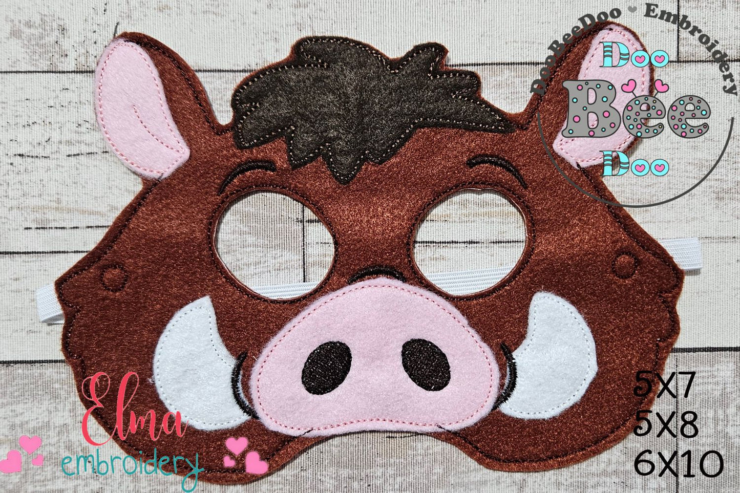 Pumbaa Face Mask – The Lion King Style 🐗 – ITH Project – Machine Embroidery Design