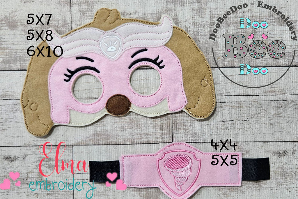 The Mighty Pups Skye Mask and Bracelet ITH Project - Applique - Machine Embroidery Design