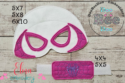 Little Spider Girl Set 🎀🕸️ – Mask & Bracelet ITH – Machine Embroidery Design