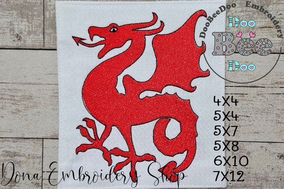 Medieval Dragon - Fill Stitch - Machine Embroidery Design