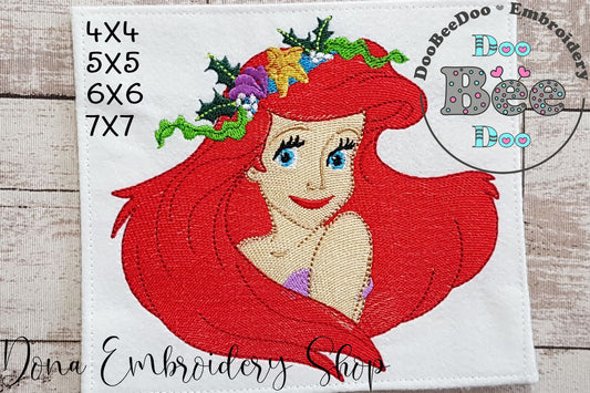Mermaid Ariel - Fill Stitch - Machine Embroidery Design