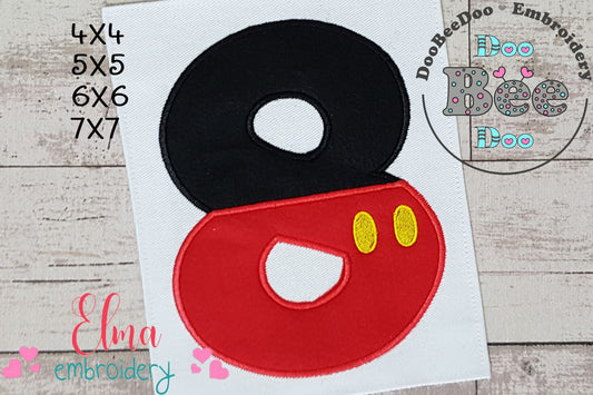 Mouse Ears Boy 8th Birthday Number 8 - Applique Embroidery