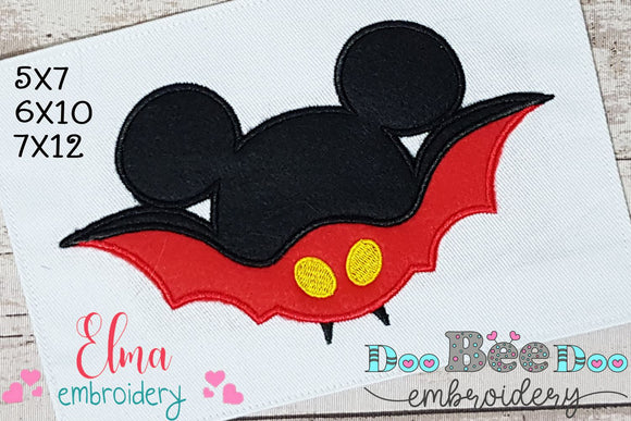 Mouse Ears Boy Bat - Applique Embroidery