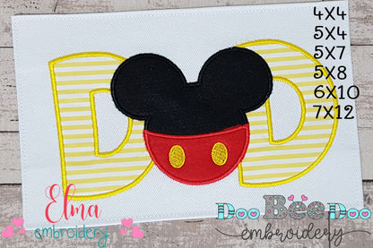 Mouse Ears Boy Dad - Applique Embroidery