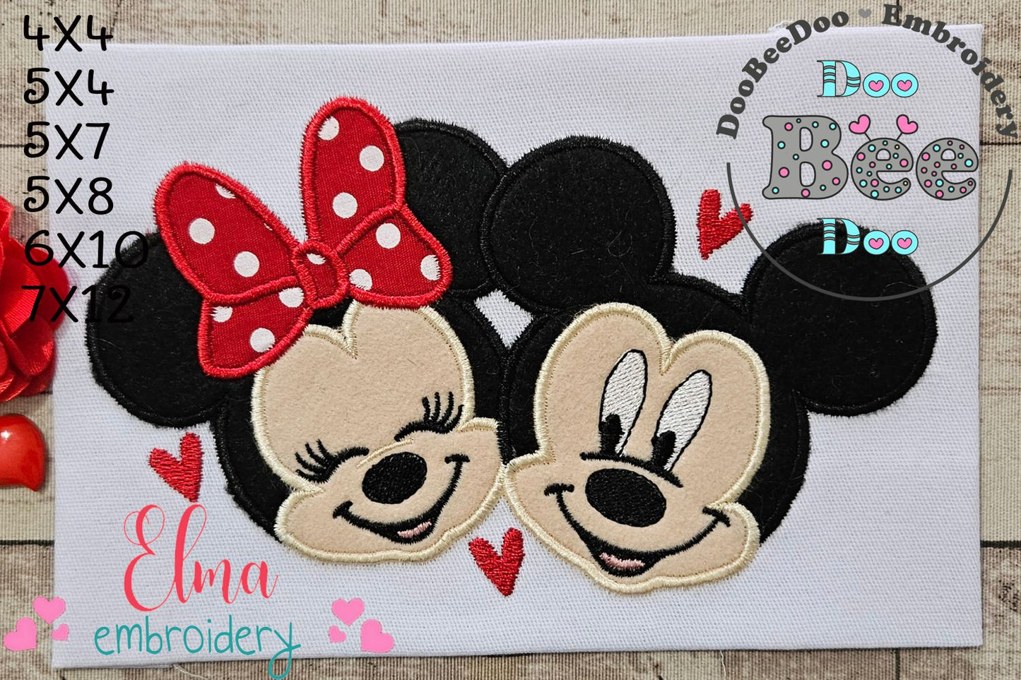 Mouse Girl and Boy in Love - Applique - Machine Embroidery Design