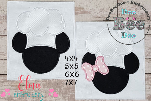 Mouse Ears Boy and Girl kitchen Chef Hat - Set of 2 Designs - Applique Embroidery