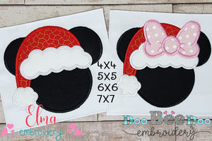 Mouse Ears Boy and Girl Christmas - Set of 2 Designs - Applique Embroidery