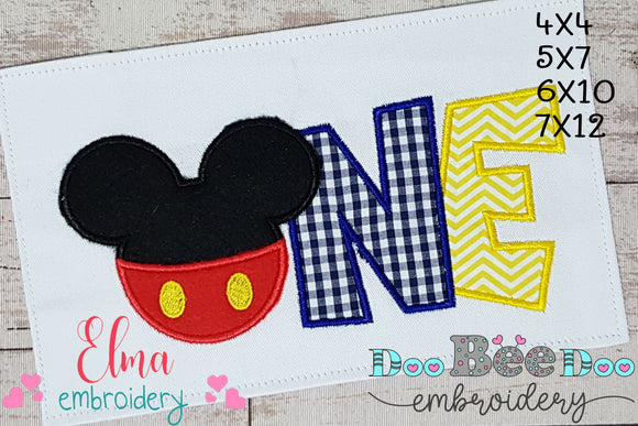 Mouse Ears Boy One - Applique Embroidery
