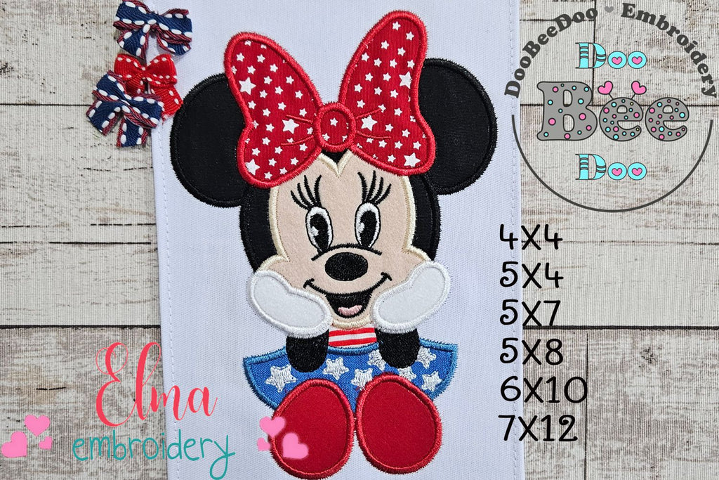 4th of July Mouse Girl - Applique - Machine Embroidery Design