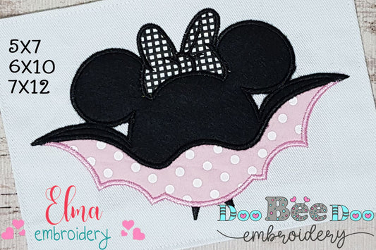 Mouse Ears Girl Bat - Applique Embroidery