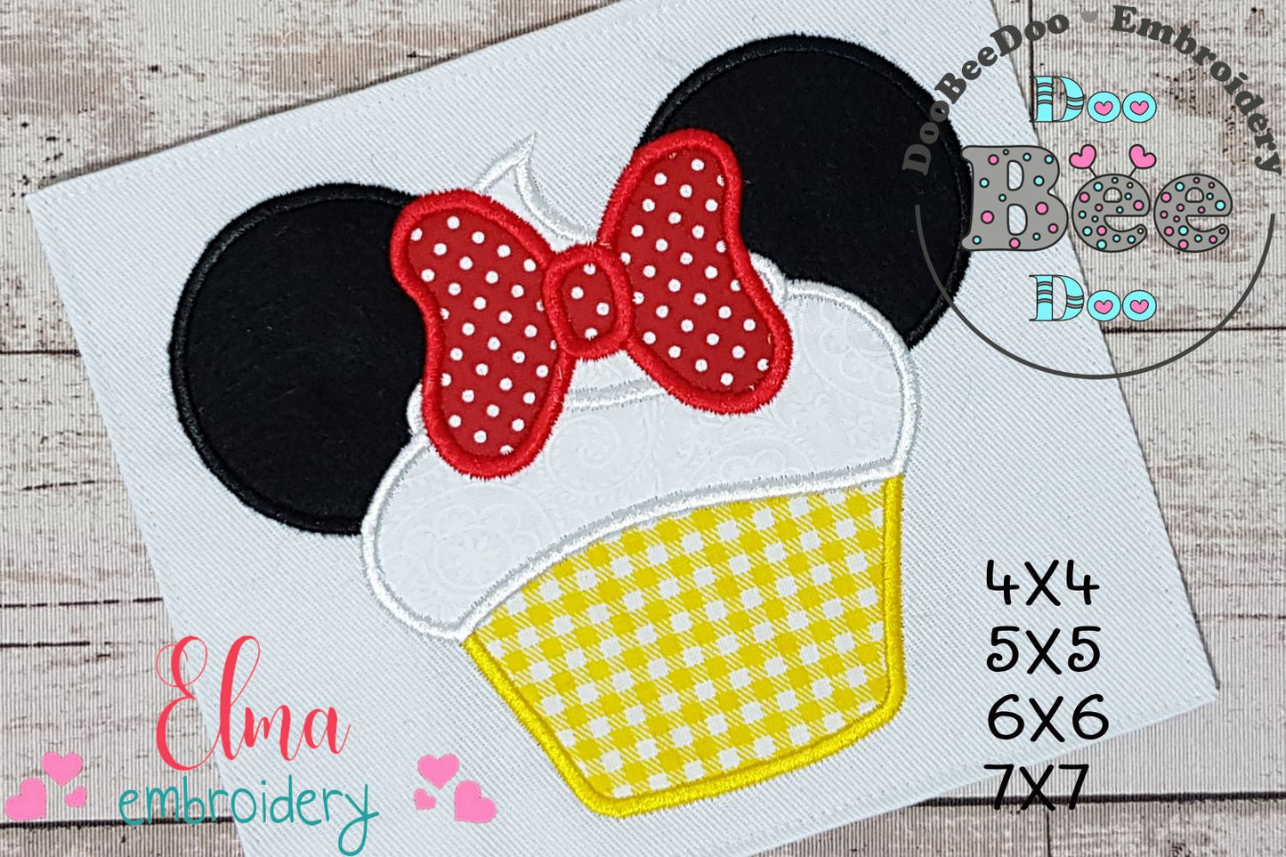 Mouse Ears Girl Cupcakes - Applique Machine Embroidery Design