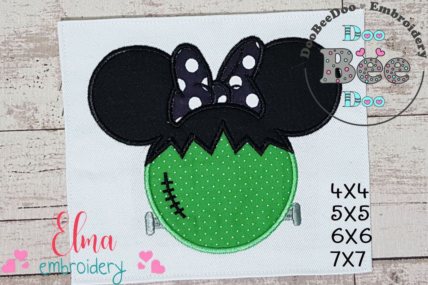 Mouse Ears Girl Frankenstein - Applique Embroidery