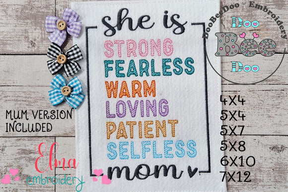 Mom / Mum Words - Fill Stitch - Machine Embroidery Design