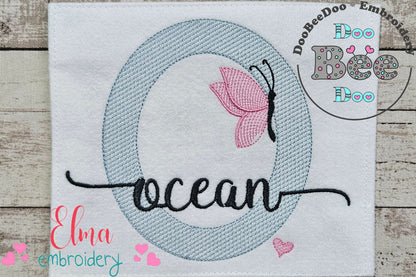 Monogram O Letter O Butterfly - Rippled Stitch