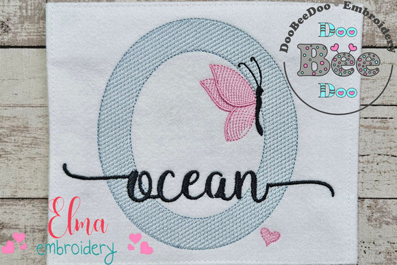 Monogram O Letter O Butterfly - Rippled Stitch