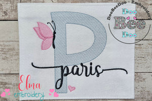 Monogram P Letter P Butterfly - Rippled Stitch