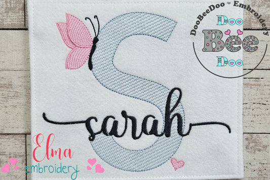 Monogram S Letter S Butterfly - Rippled Stitch