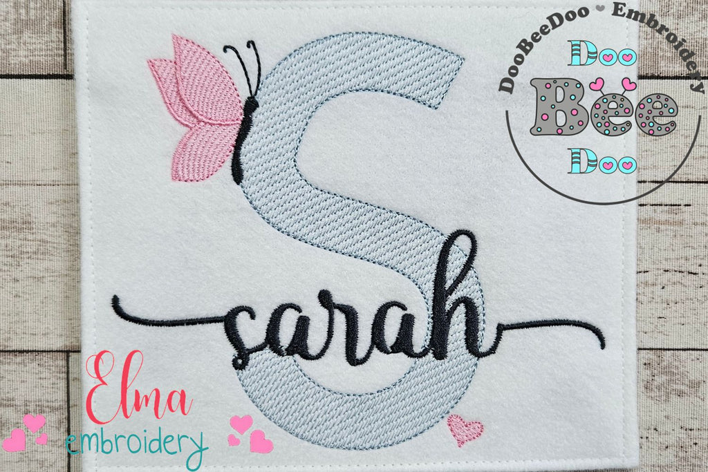 Monogram S Letter S Butterfly - Rippled Stitch