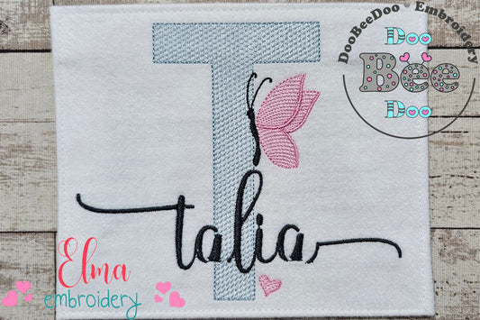 Monogram T Letter T Butterfly - Rippled Stitch