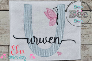 Monogram U Letter U Butterfly - Rippled Stitch