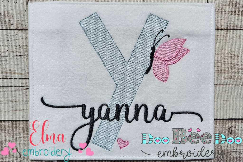 Monogram Y Letter Y Butterfly - Rippled Stitch