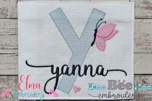 Monogram Y Letter Y Butterfly - Rippled Stitch