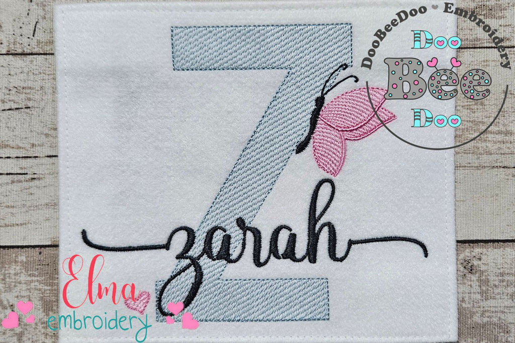 Monogram Z Letter Z Butterfly - Rippled Stitch