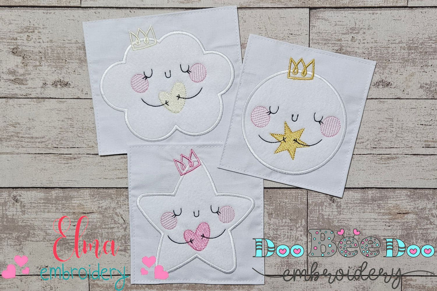 Princess Cloud, Moon and Star - Applique - Set of 3 designs