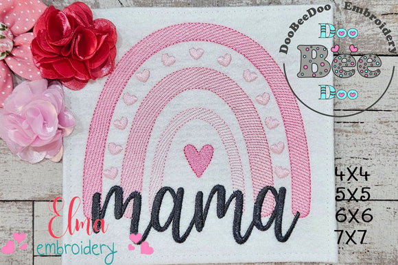 Mama Rainbow and Hearts - Rippled Stitch - Machine Embroidery Design