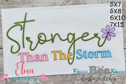 Stronger Than the Storm Flower - Rippled Stitch - Machine Embroidery Design