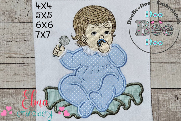 Baby Boy with Candy - Applique - Machine Embroidery Design