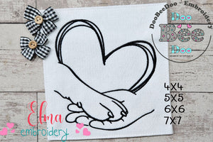 Heart Paw and Hand - Fill Stitch - Machine Embroidery Design