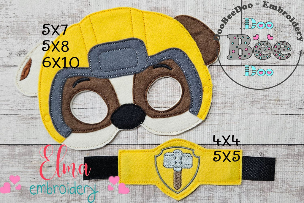 The Mighty Pups Rubble Mask and Bracelet ITH Project - Applique - Machine Embroidery Design