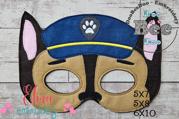 Paw Patrol Chase Mask ITH Project - Applique - Machine Embroidery Design