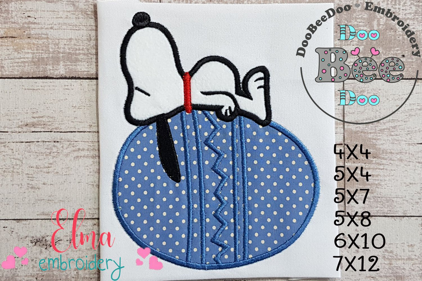 White Dog on the Top of a Easter Egg - Applique - Machine Embroidery Design