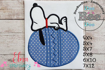 White Dog on the Top of a Easter Egg - Applique - Machine Embroidery Design