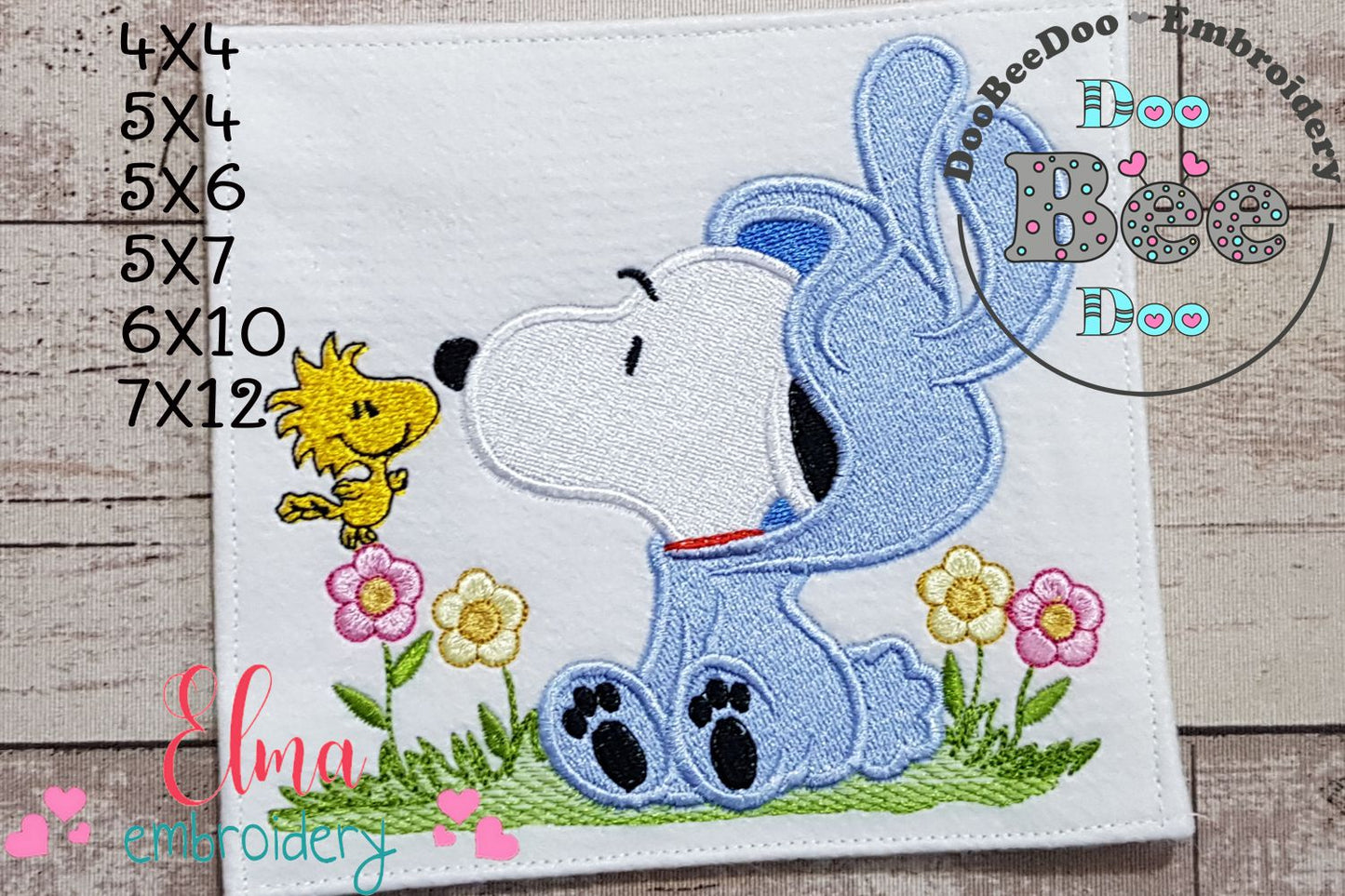 White Dog Dress as a Bunny - Fill Stitch - Machine Embroidery Design