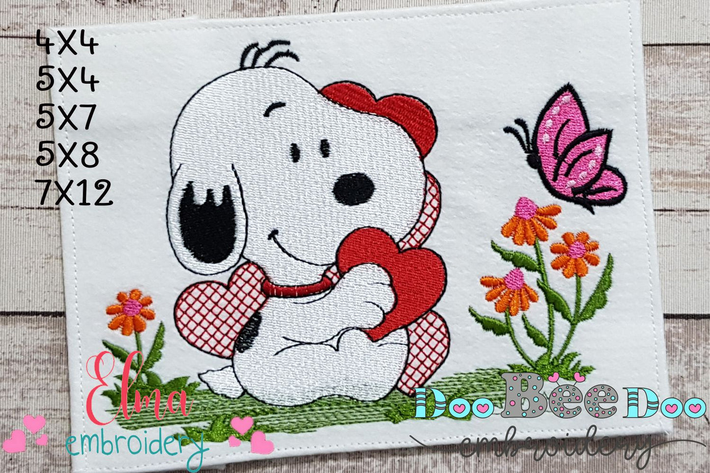 White Dog and Hearts - Fill Stitch - Machine Embroidery Design