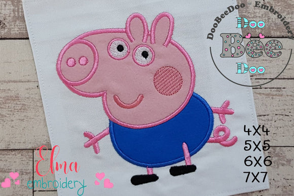 Pink Pig Boy - Applique Embroidery