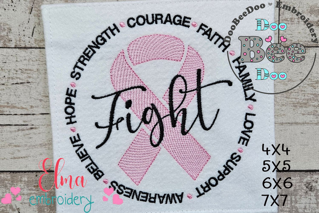 Fight Pink October - Fill Stitch - Machine Embroidery Design