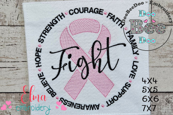 Fight Pink October - Fill Stitch Embroidery