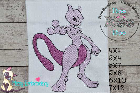Pokemon Mewtwo - Fill Stitch - Machine Embroidery Design