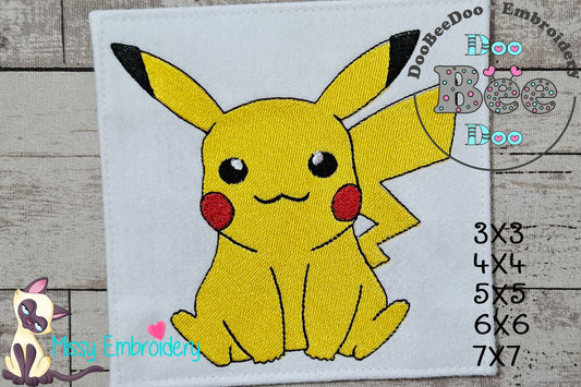 Pokemon Pikachu - Fill Stitch - Machine Embroidery Design