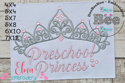 Preschool Princess - Fill Stitch - Machine Embroidery Design