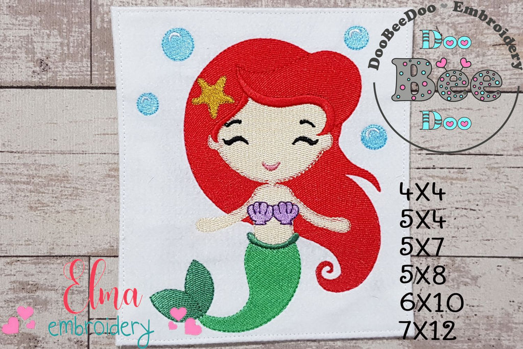 Princess Mermaid Ariel - Rippled Stitch Embroidery