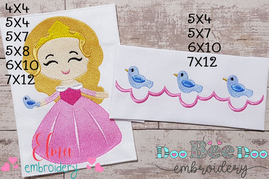 Princess Aurora and Border - Fill Stitch Embroidery